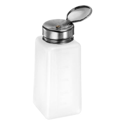 HARFINGTON Solvent Alcohol Dispensers 250ml(8.5oz) Push Down Liquid Dispenser Pump Bottle with Sealing Stainless Steel Lid for Acetone Cleanser Polish Remover, White - color: White, size: 8.5 Ounces