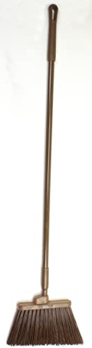 SPARTA 41083EC01 Plastic Color Coded Broom, Unflagged Bristles, Long Broom With Angled Head For Small Debris Cleaning, 56 Inches, Brown - color: Brown