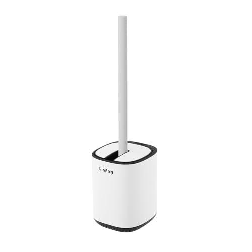 Toilet Brush and Holder Set Toilet Bowl Brush Stainless Steel Automatic Open lid Toilet Bowl Cleaner Brush with Durable Bristle Head Toilet Cleaning Brush for Bathroom - color: White
