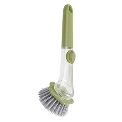 Dish Scrubber with Soap Dispenser,Non Slip Cleaner Scrubber with Handle,Dish Cleaning Brush | for Pots Stoves Pans Kitchen Home Dorm Appliances Dishwashing - color: Green