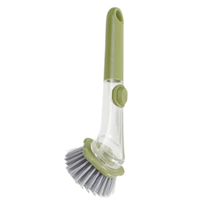Dish Scrubber with Soap Dispenser,Non Slip Cleaner Scrubber with Handle,Dish Cleaning Brush | for Pots Stoves Pans Kitchen Home Dorm Appliances Dishwashing - color: Green