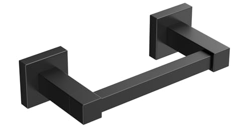 FORIOUS Toilet Paper Holder Wall Mount, Stainless Steel Rustproof Double Post Pivoting Tissue Roll Holder for Bathroom, Commercial Toilet Paper Dispenser (Matte Black, Square) - color: Matte Black, size: Square 1 Pack