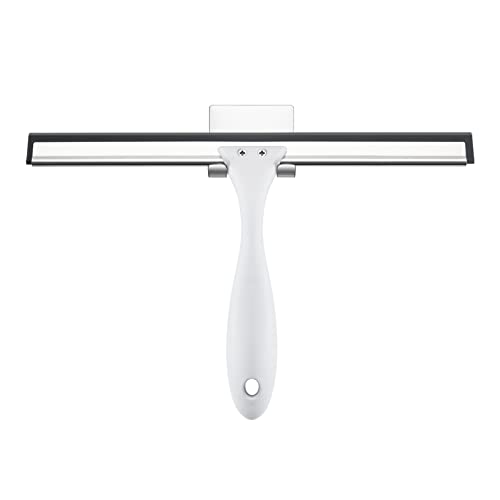 AmazerBath Squeegee for Shower Glass Doors - All-Purpose Squeegee with Hook for Windows, Mirrors, Tiles and Car Glass, 10 Inches - color: White, size: 10 Inches