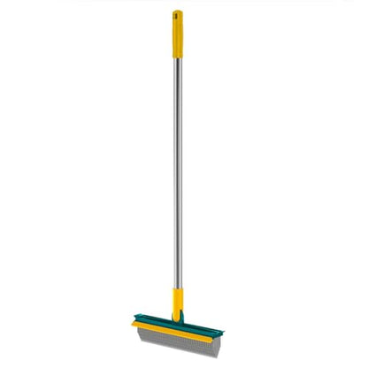 2 in 1 Cleaning Scrub Brush Floor Scrub Brush with Long Handle Scrub with Squeegee 120°Rotating Cleaning Floor Scrub Brush Stiff Bristle Brush for Tile, Kitchen, Shower Floor