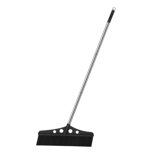 KOMBIUDA Wide Detachable Broom with Handle Stainless Steel Deck Scrub Brush for Outdoor Cleaning of Concrete Garage Patio and Garden