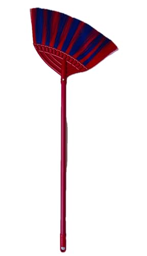 1 Pack Soft Sweeping Brooms /38” House Brooms for Sweeping Indoor& Outdoor Broom Cleaning/Asian Thailand Plastic Broom/Choi Nhua Thai LAN/Choi Nhua Quet Nha (1 pcs) (red&Blue) - color: Red&blue