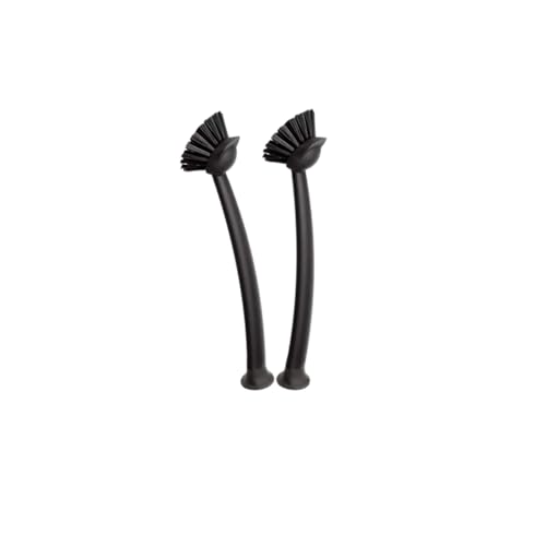 2 Pcs Scrub Brush with Handle 11'' Dish Scrubber Brush Kitchen Sink Brush Black Long Handle Dish Cleaning Brush for Kitchen Dishes Pot Sink Cleaning,Black - color: Black