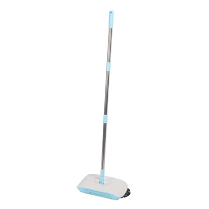 2 in 1 Manual Carpet Sweeper Mop for Hard Floors Effortless Pickup 180 on Wood Tile Marble - color: Blue
