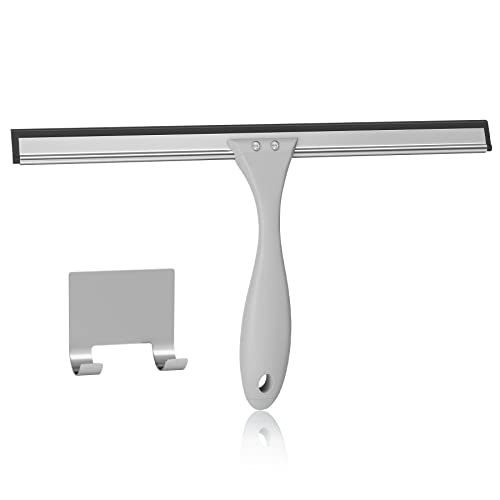 AmazerBath Squeegee for Shower Glass Doors - All-Purpose Squeegee with Hook for Shower Doors, Windows, Mirrors, Tiles and Car Glass, 12 Inches - color: Gray, size: 12 Inches