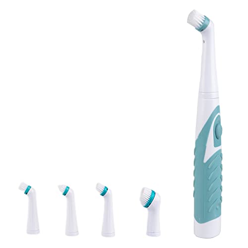 Electric Cleaning Brush with 4 in 1 Multiple Brush Heads,Indoor Household Cordless Motorized Brush for Bathroom Toilet Kitchen Tile Crevice - color: Green