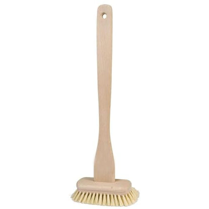 Redecker Tampico Fiber Bathtub Brush with Extra-Long Untreated Beechwood Handle, 14-3/4 inches, Angled Design, Natural Bristles, Hanging Loop for Storage, Made in Germany - size: 14-3/4-Inches