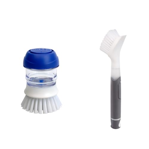 CELOX Dish Scrubber with Soap Dispenser for Pots, Dishes, Bowls and Dish Soap Brush with Soap Dispenser for Dishes, Pans, Sink, Pots