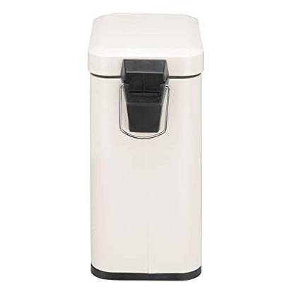 mDesign Small Modern 1.3 Gallon Rectangle Metal Lidded Step Trash Can, Compact Garbage Bin with Removable Liner Bucket and Handle for Bathroom, Kitchen, Craft Room, Office, Garage - Cream/Beige - color: Cream, size: 1.3 Gallon