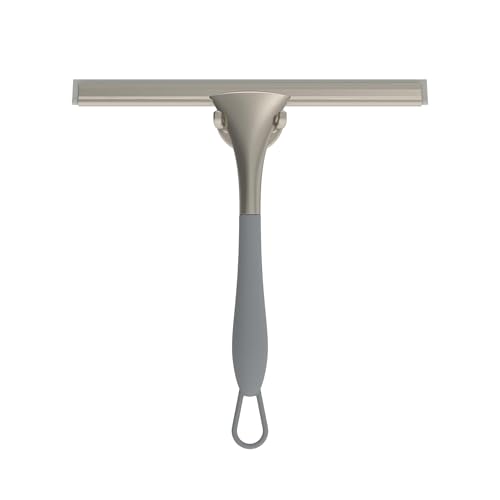 Better Living Products 17500 Soft Grip Shower Squeegee, 10-Inch Rubber Blade, Grey/Nickel