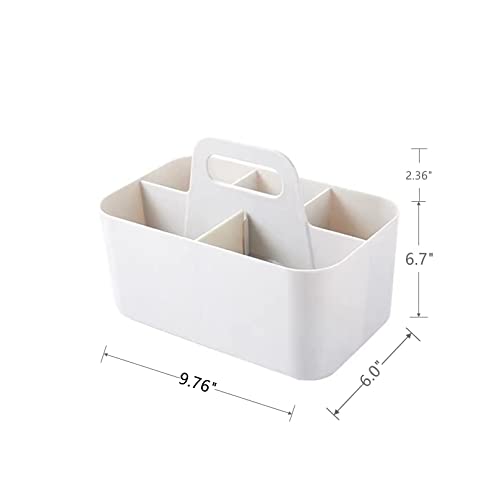 Feadily (2 Pack Plastic Shower Caddy Portable, Portable Basket with Handle Storage Organizer, Stackable 5 Compartments, 9.76" x 6" x 6.7", White