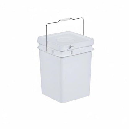 Qianly Square Bucket with Lid Versatile Use Square Bucket with Lid Fall Resistant Stackable Bin for Warehouse, Kitchen, Garage, White, 20L Iron Handle - color: White, size: 20L Iron Handle