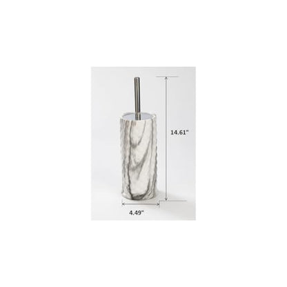 J&V TEXTILES Ceramic Toilet Brush, Toilet Bowl Brush with Extra Long Handle Durable Bristles Toilet Scrubber and Covered Holder for Toilet Brush Set for Bathroom Cleaning (Chrome/Marble) - color: Chrome/Marble