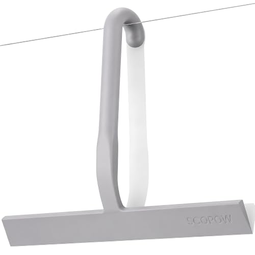 Shower Squeegee for Glass Doors - 10 Inch Bathroom Squeegee with Ergonomic Round Grip, Built-in Hook, Streak-Free No-Squeak Silicone Blade for Shower Glass, Tile Walls, Mirrors & Windows, Grey - color: Gray