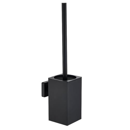 Toilet Brush and Holder Set Wall Mount or Freestanding KWQKEM Modern Toilet Bowl Cleaners Brush and Holder with Lid 304 Stainless Steel (Matte Black) - color: Black, size: Wall Mount