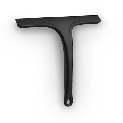 Silicone Shower Squeegee for Bathroom Glass Doors, with Hanging Hole for Easy Storage, Removes Water Spots from Windows, Mirrors, Tiles & Kitchen Surfaces-Black, 10 Inch