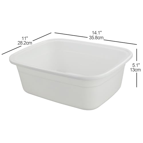 12 Quart Plastic Wash Basin, 4 Pack Dish Pan, White - size: 12 quart