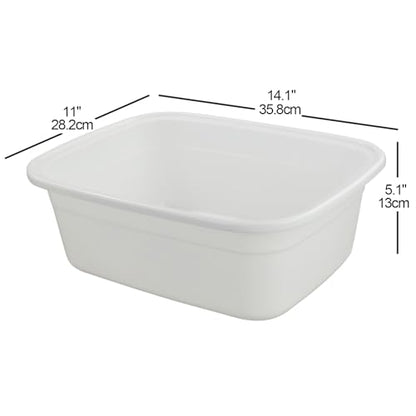 12 Quart Plastic Wash Basin, 4 Pack Dish Pan, White - size: 12 quart