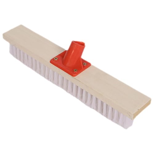 Hard Bristle Floor Brush with Long Handle, Nylon Stiff Bristle Scrubbing Brush for Outdoor Patio and Bathroom Floor Cleaning, Sturdy 40cm Scrubber for Decking and Carpet Stain