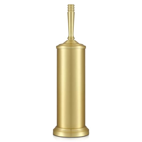 Gold Toilet Brush and Holder Set, Stainless Steel Toilet Brush for Bathroom,Heavy Duty Gold Toilet Bowl Brush and Holder,Deep Cleaning Modern Toilet Cleaner Brush -Space Saving, Covered Brush, Durable - color: Gold