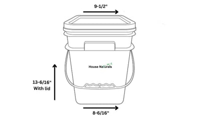 House Naturals 4 Gallon Square Food Grade Bucket Pail with Plastic Handles and Lid (Pack of 3) Made in USA containers (Gray) - color: Gray