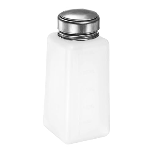 HARFINGTON Solvent Alcohol Dispensers 250ml(8.5oz) Push Down Liquid Dispenser Pump Bottle with Sealing Stainless Steel Lid for Acetone Cleanser Polish Remover, White - color: White, size: 8.5 Ounces