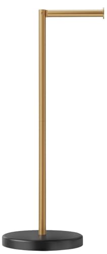 FORIOUS Toilet Paper Holder Stand, Modern Free Standing Tissue Roll Holder for Bathroom, Durable SUS 304 Stainless Steel and Weighted Base, Storage for 4 Rolls (Matte Black & Brushed Gold, 23.2" H) - color: Matte Black & Brushed Gold, size: 23.2" H (Pack