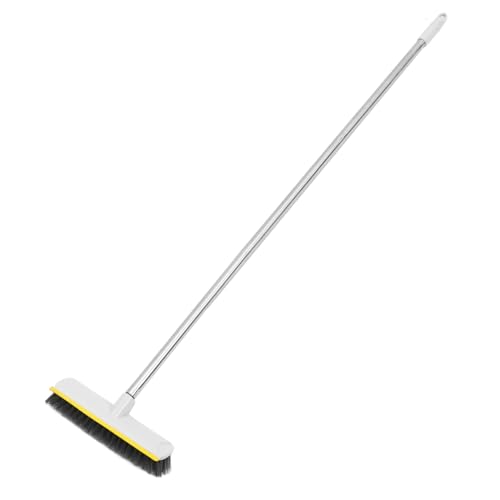 SOLUSTRE Stiff Bristle Cleaning Brush Heavy Duty Broom for Floor Cleaning Long Handle Bathroom Broom Scraper Indoor Outdoor Sweep - color: Multicolor