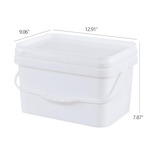 4 Packs Plastic Bucket with Airtight Lid, 3 Gallon Food Storage Bucket, White - size: 3 Gallon