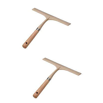 2pcs Window Home Cleaning Floor Bathroom Squeegees Stainless Mirrors, Multi- Cleaner Wooden Handheld Tool Tiles Functional Inches Handle Wiper Tools Glass, Steel
