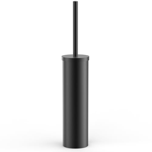 Stainless Steel Toilet Brush and Holder Set Brushed Silver Heavy Duty Toilet Bowl Brush with Long Handle for Bathroom and Farmhouse (Black) - color: Black
