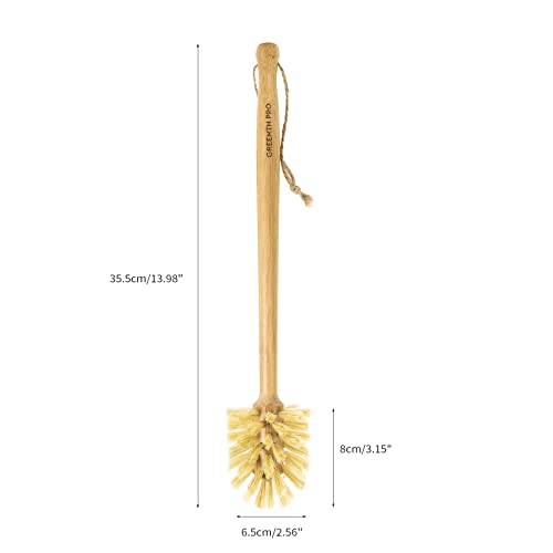 GREENTH PRO Nature Bamboo Bottle Brush with Sisal Bristle - Long Handle Hanging Design Cleaning Brush for Water Bottles Baby Bottles Sports Bottles Glasses Water Glasses Wine Glasses
