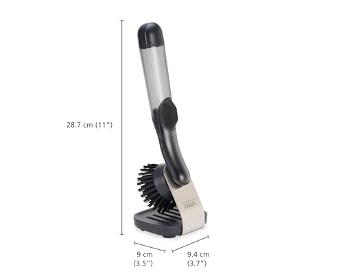 Joseph Joseph SinkTech Refillable Soap-Dispensing Dish Brush with Stainless Steel Storage Stand Drip Tray - style: Soap dispensing Brush with Stand