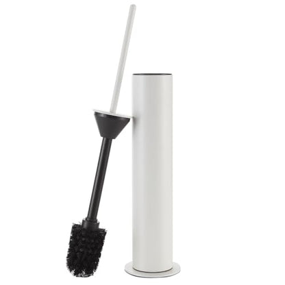 BGL Toilet Brush with Holder Set White Aluminium Standing for Bathroom Toilet Bowl Cleaner Brush and Holder Set, Round Design - color: White-standing
