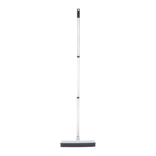 Rubber Bristle Broom for Floors Salon Broom, Rubber Squeegee Broom, Rug Broom, Rubber Rake for Human Hair, Pet Hair, Fur, Lint, Liquid, with 3-Part Handle, Grey - size: Broom - 48" Handle