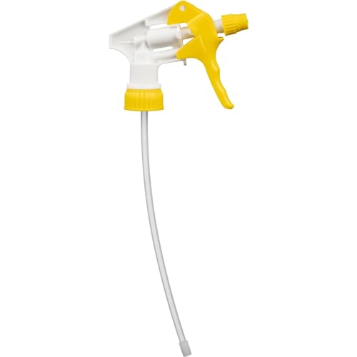 Comfort Axis Heavy Duty Universal Trigger Sprayer Replacement for 32 oz Sprayer Bottles, 9 1/4" Dip Tube, 28-400 Neck Finish - 6 Pack (Yellow) - color: Yellow