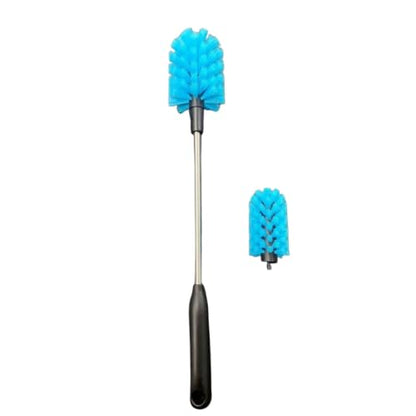 SEQ Bottle Brush Set 2 Pack – Long Handle Water Bottle Cleaning Brush with Stainless Steel Handle & Small Detail Brush, Nylon Bristles for Narrow Neck Bottles, Sports Bottles, Tumblers & Baby Bottles