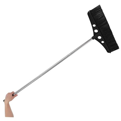 GARVALON Detachable Broom for Outdoor Cleaning Heavy Duty Stainless Steel Sweeper with Wide Brush for Efficient Patio Garage Warehouse and Garden Use
