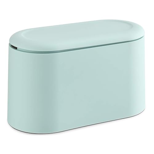 SUBEKYU 0.5 Gal Mini Countertop Trash Can with Lid for Desktop, Small Garbage Can for Office, Tiny Wastebasket, Plastic, Light Green - color: Light Green 0.4 Gal with Lid