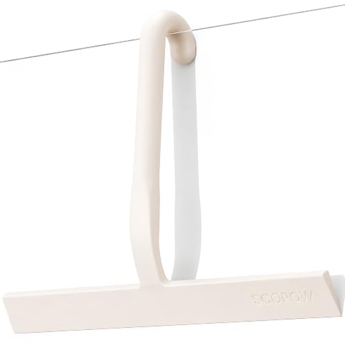 Shower Squeegee for Glass Doors - 10 Inch Bathroom Squeegee with Ergonomic Round Grip, Built-in Hook, Streak-Free No-Squeak Silicone Blade for Shower Glass, Tile Walls, Mirrors & Windows, White - color: White