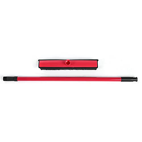 Pet Carpet Cleaning Brush, Rubber Hair Broom with Telescoping Handle, Red - Efficient Fur Removal, Easy Maintenance, Ideal for Pets and Homes (Red) - color: Red