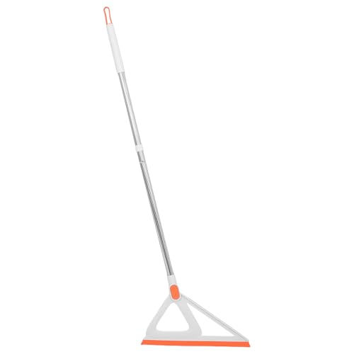 Rubber Edge Floor Squeegee Broom with Silicone Scraper for Tile Floor Cleaning Multifunctional Water Remover for Indoor Use White and Orange
