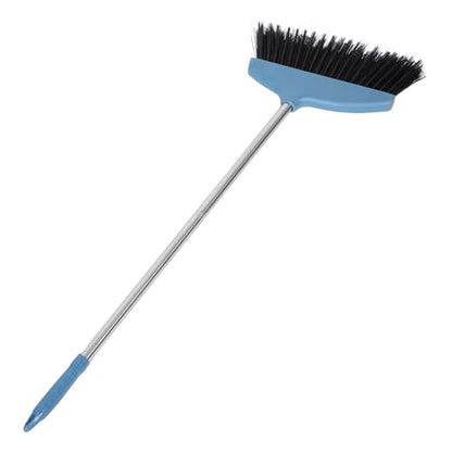 Zerodeko Soft Bristle Angle Broom with Dustpan Set, Heavy Duty Stainless Steel Sweeping Broom for Pet Hair and Concrete Floors, Blue Cleaning Tool for Indoor Outdoor Home Kitchen Use