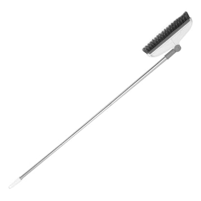 POPETPOP Long Handle Floor Brush for Indoor and Outdoor Cleaning, Stiff Bristle Scrubber with 126cm Handle for Bathroom Tile Grout and Floor Crevice Cleaning, Gray-White Three-Section Rod