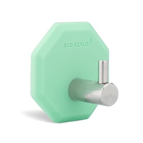 Sud Scrub® Antimicrobial Shower Hook, Self Adhesive Hooks for Shower Wall, Heavy Duty Removable Wall Hooks, Stick On Hooks for Hanging, Bathroom Towel Hook (Mint) - color: Mint