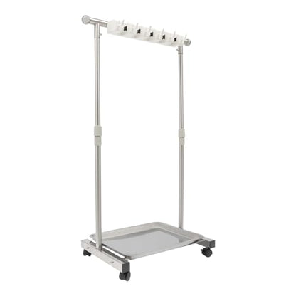 Broom Mop Holder, Movable Put Wet Mops Broom Floor Standing Cleaning Tool Rack 6 Hook and 5 Slots, Stainless Steel Cleaning Supplies Organizer for Home Schools Hospitals Factories Hotels Restaurant